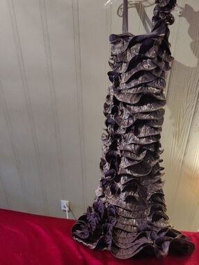 Size 10 worn Once Brownish Gold Nisclhelle size 10 Ruffled Tiered Evening Gown